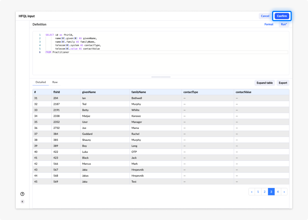 image ETL tool - 39: highlight Confirm buttonin HFQL