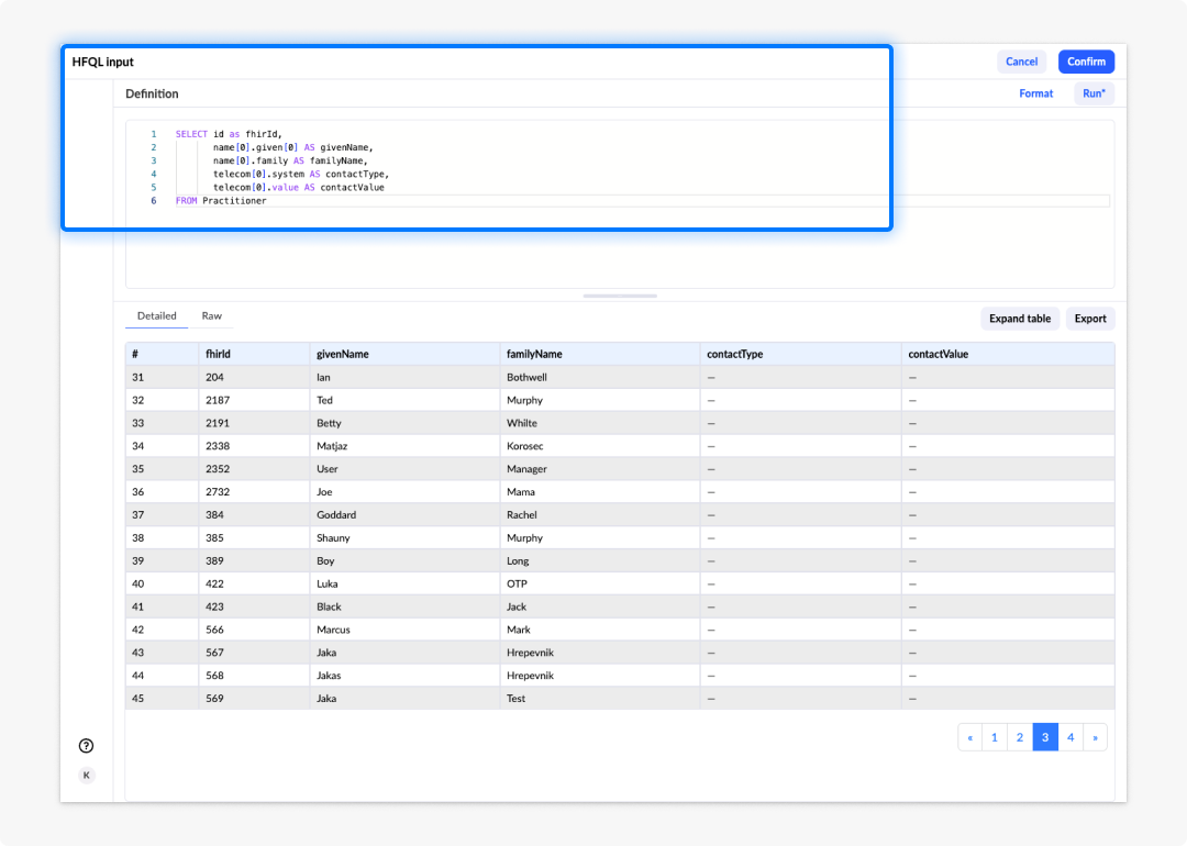 HFQL editor