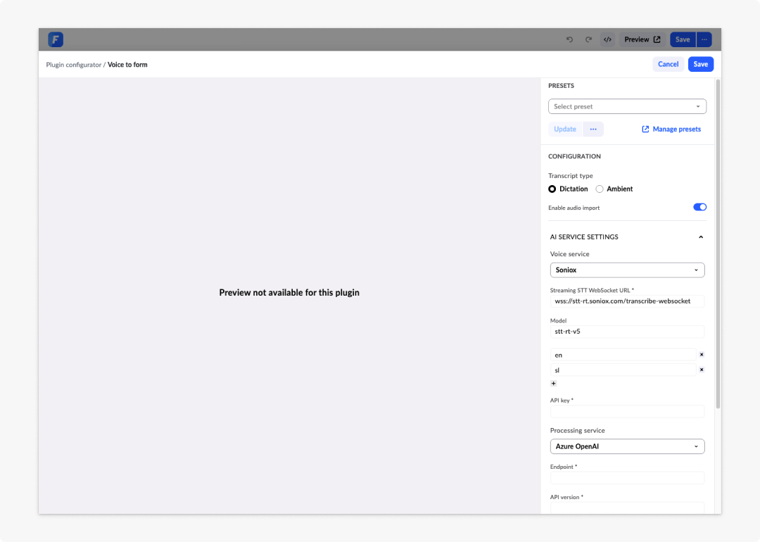 Plugin configurator