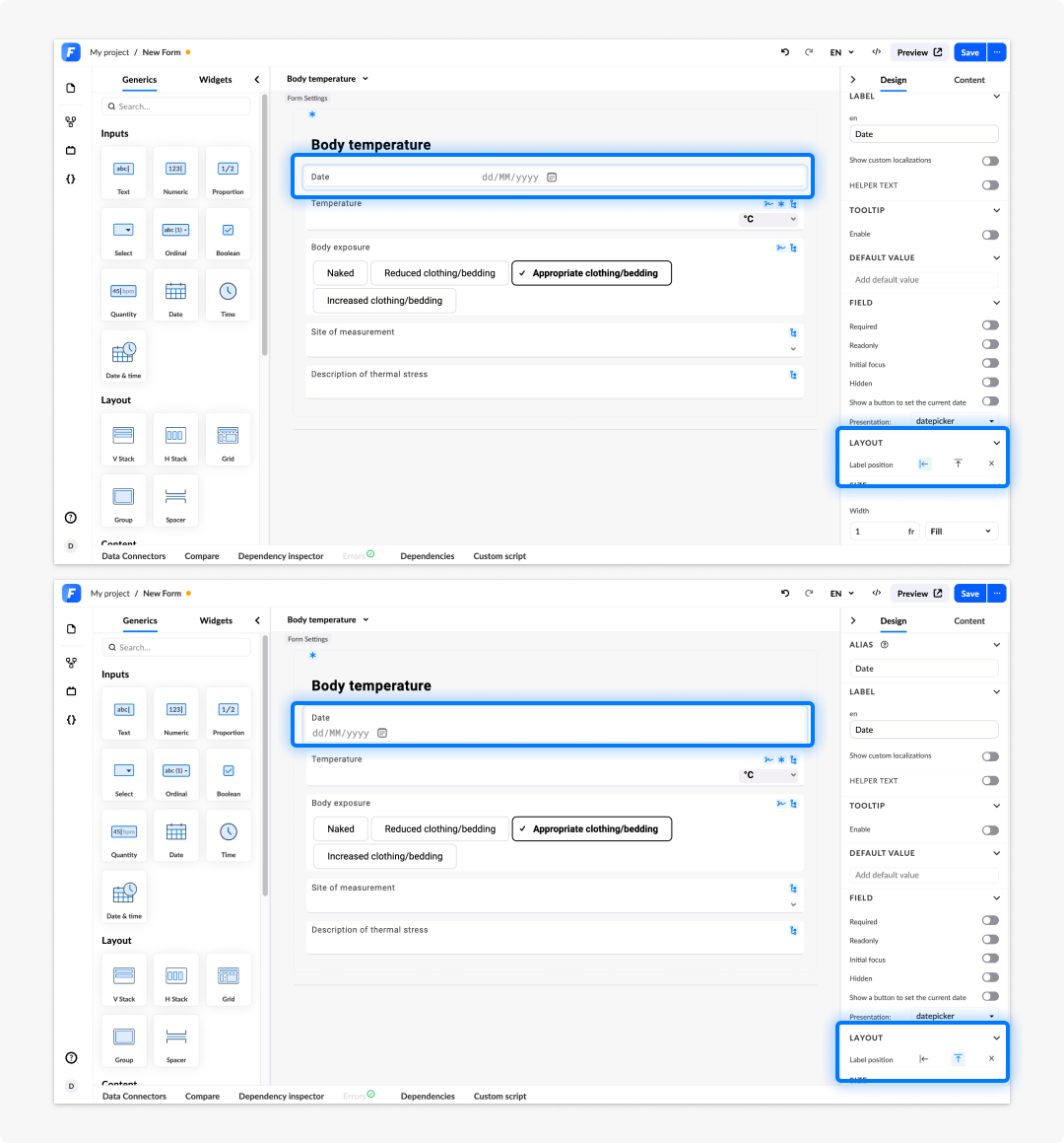Layout options
