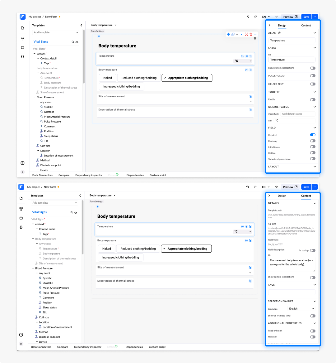 Template fields