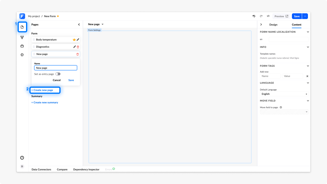 Create new page