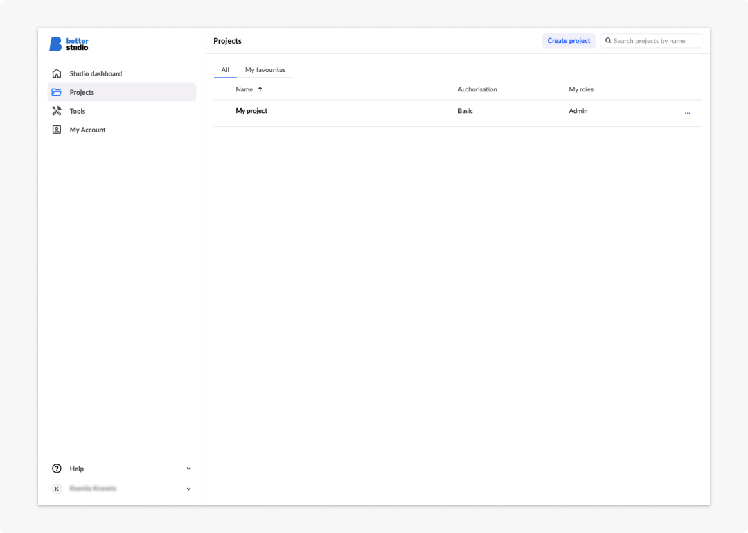 Projects page