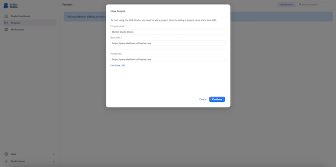 Adding a project