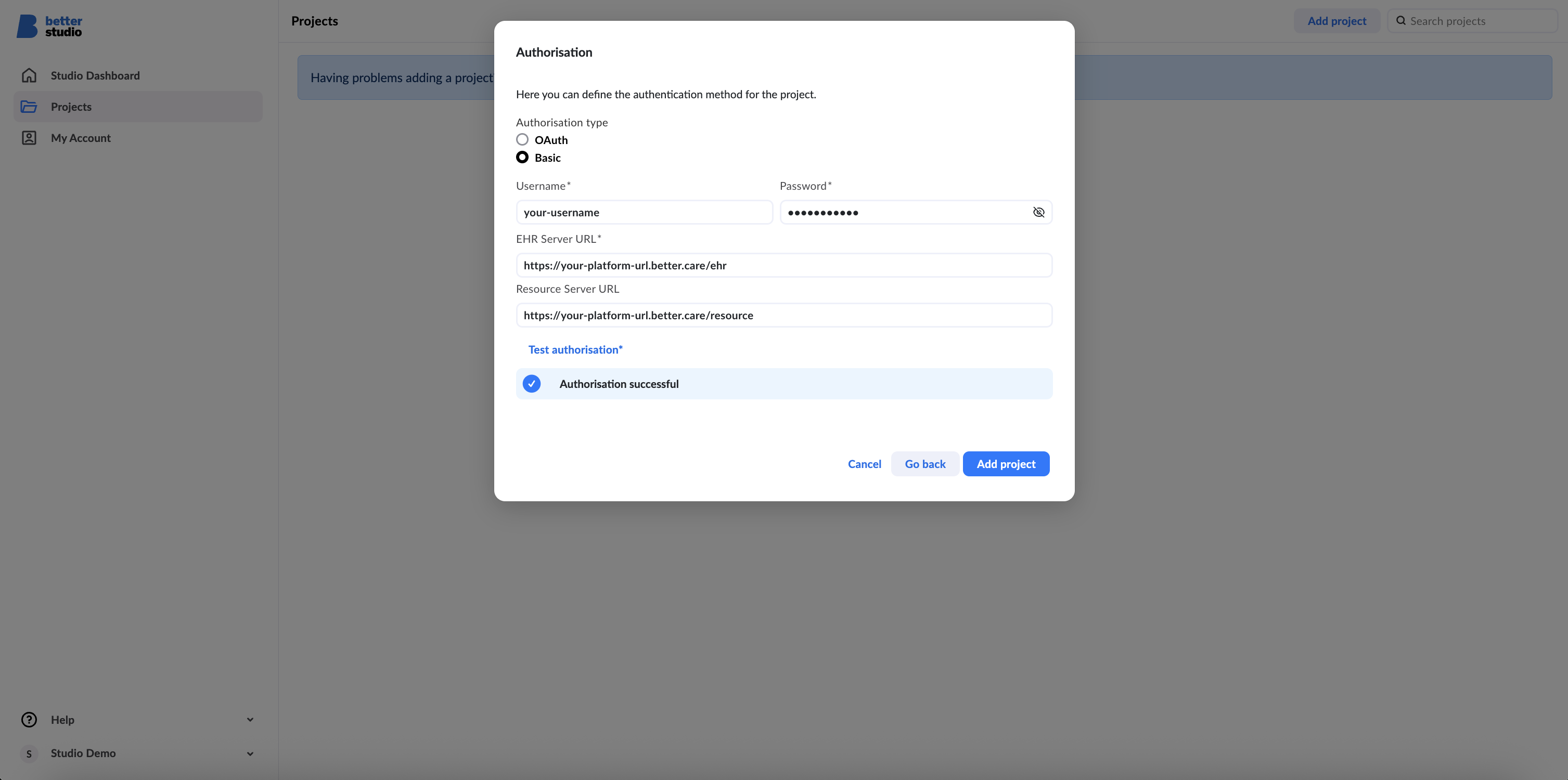Basic authorisation