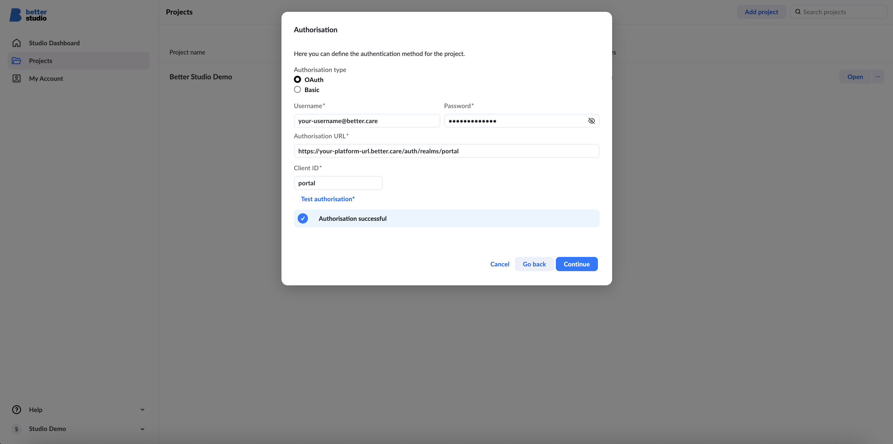 OAuth authorisation