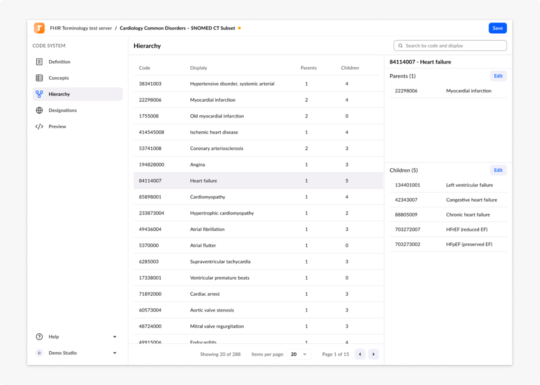 Hierarchy page