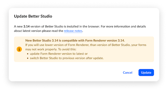 Version switcher notifications