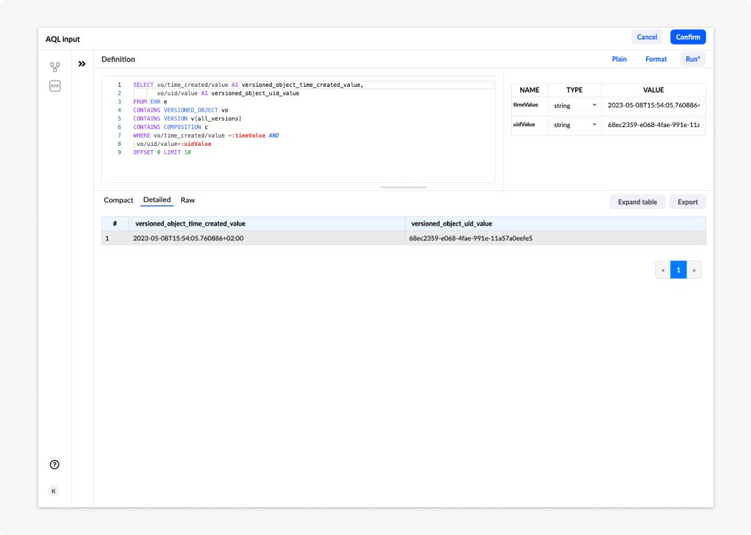 image ETL tool - 14: AQL editor with parameter sets