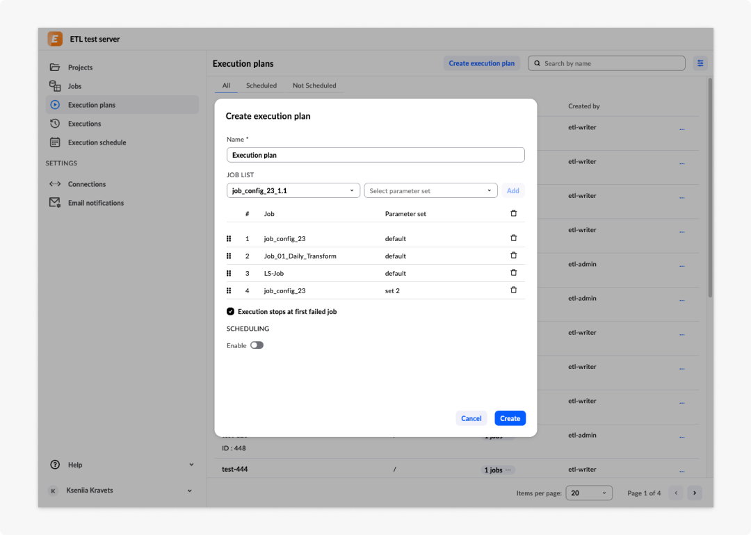 image ETL tool - 23: Create execution plan dialogue