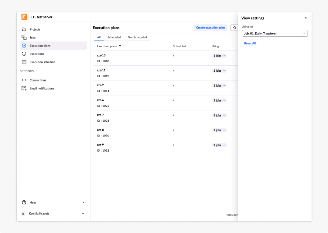 image ETL tool - 27: Execution plans filters
