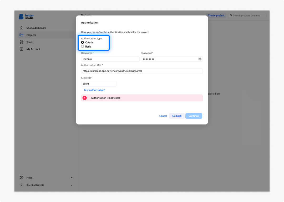 Authorisation type