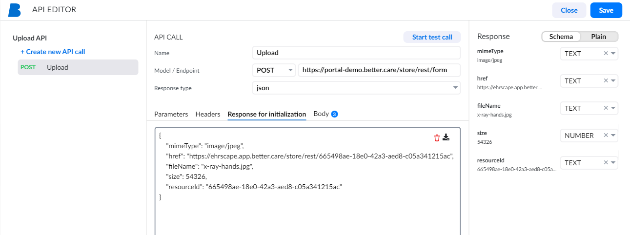 Upload API endpoint example