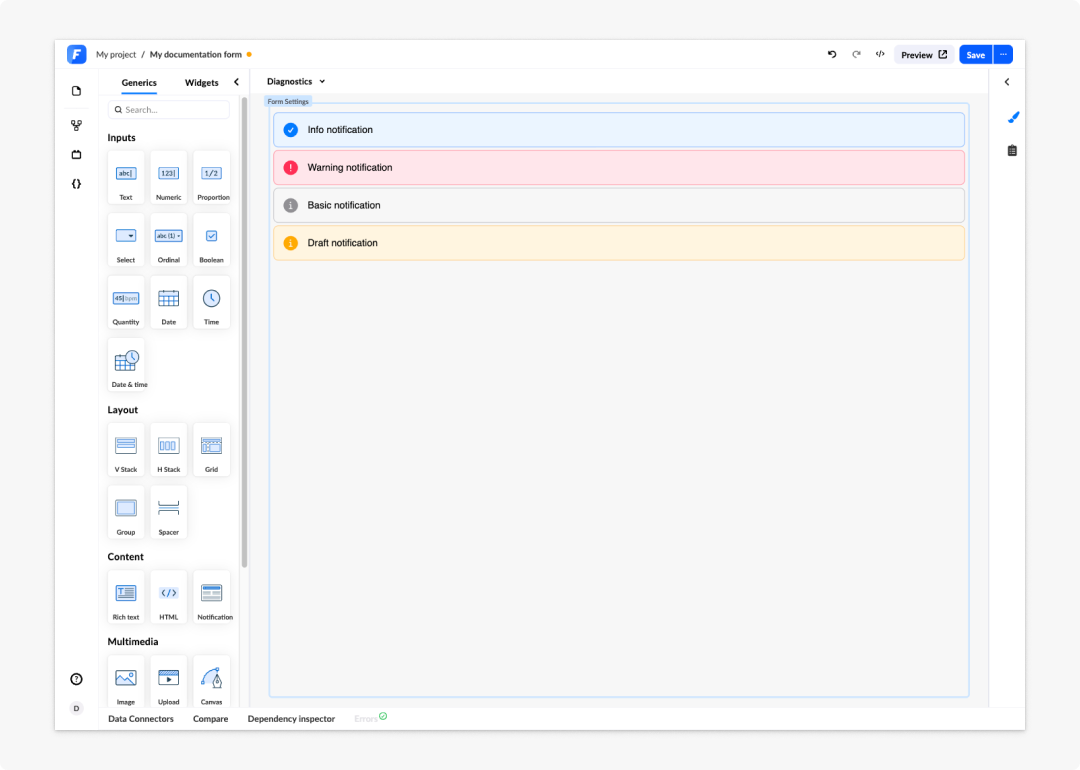 Notification field styles