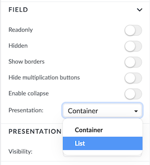 Presentation of multiplied containers