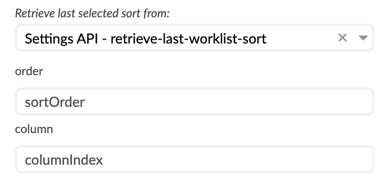 Sort persistence retrieve binding