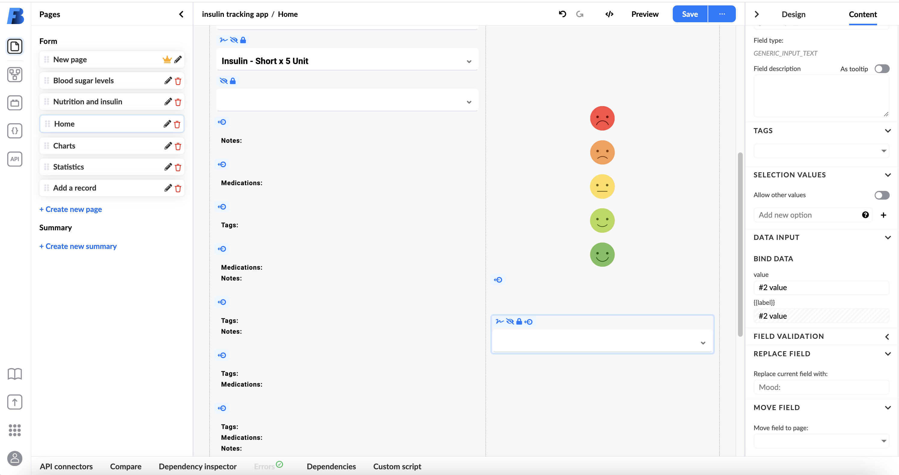 Measurement status input configuration