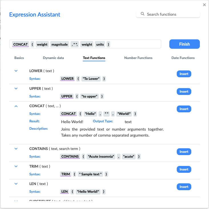 Expression assistant interface