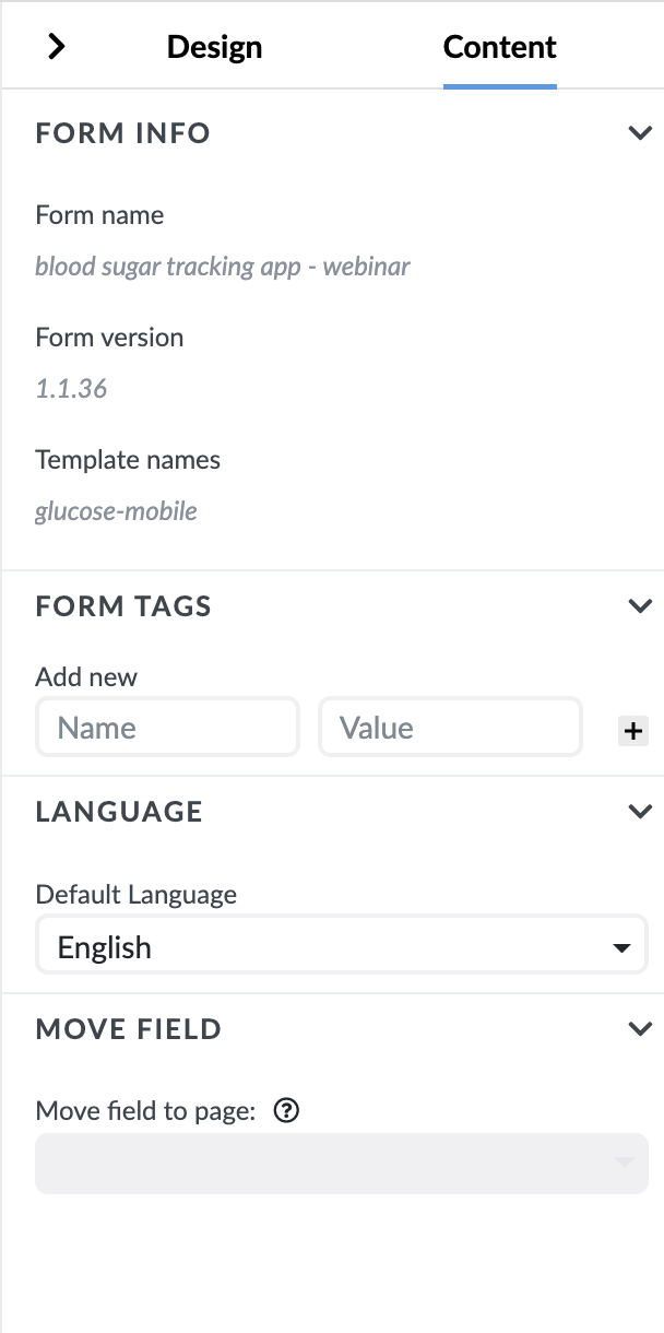 Form Settings Content View