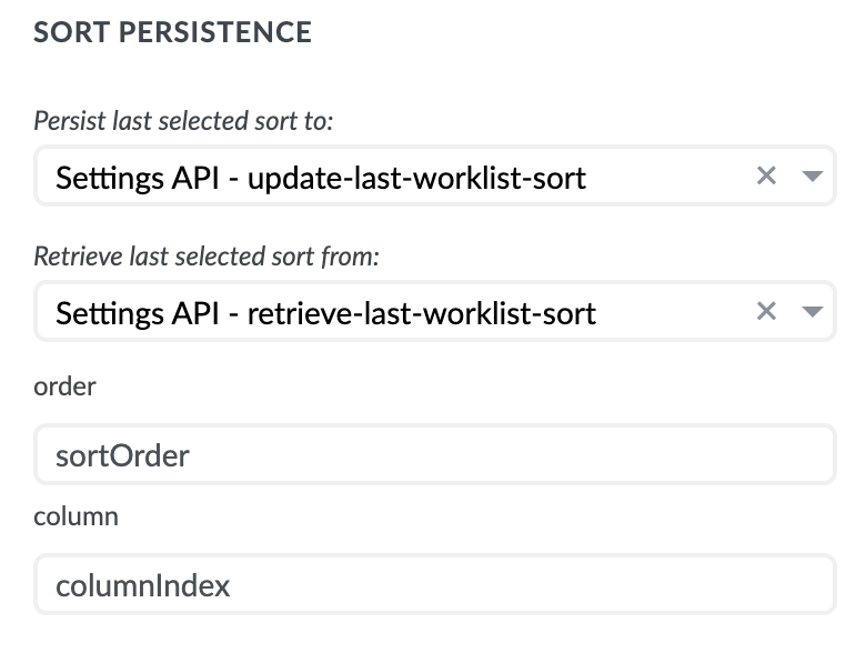 Sort persistence properties