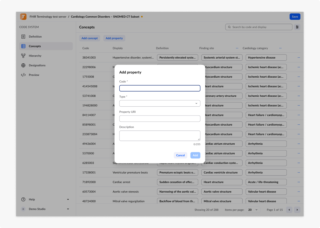 Add property dialog