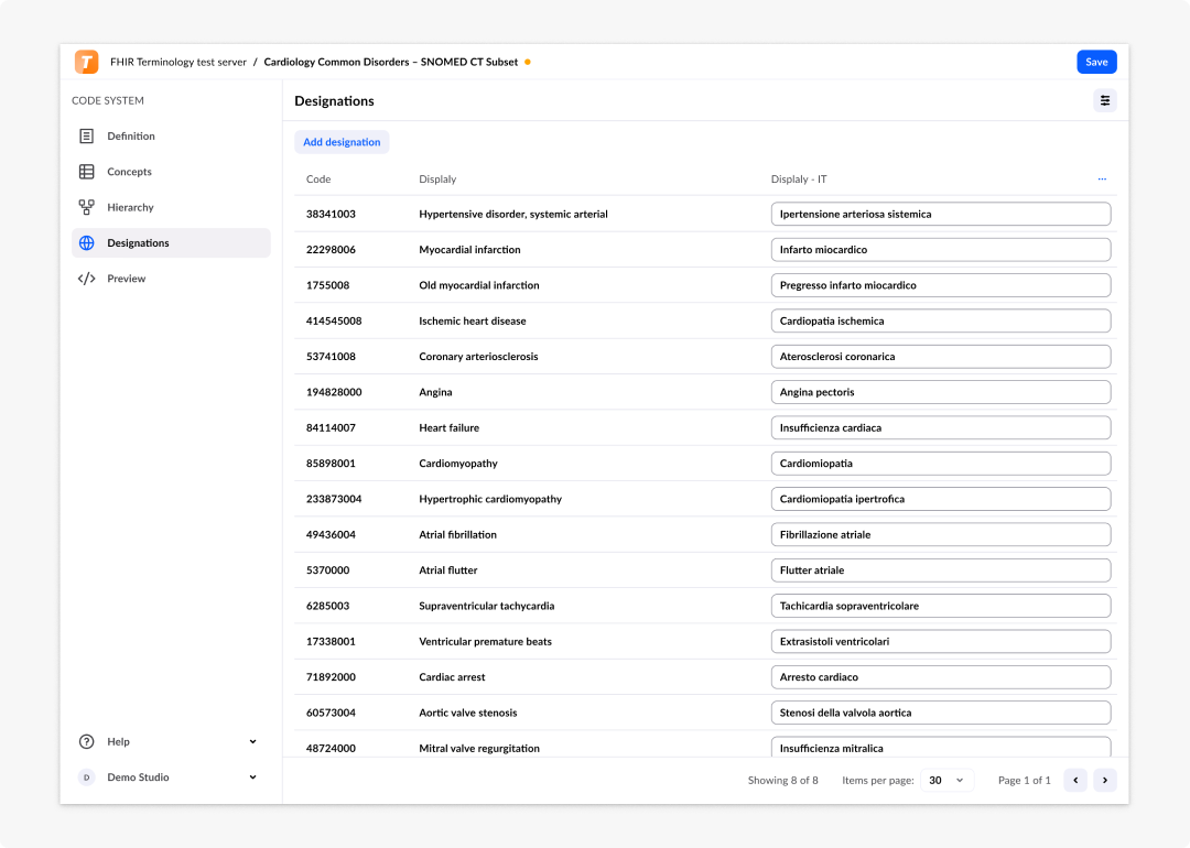Designation page