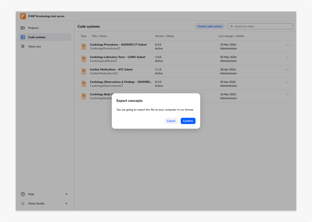 Export Terminology dialog